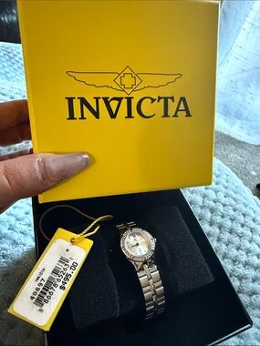 Invicta Ladies Angel Collection Mother of Pearl Crystal Accented Watch